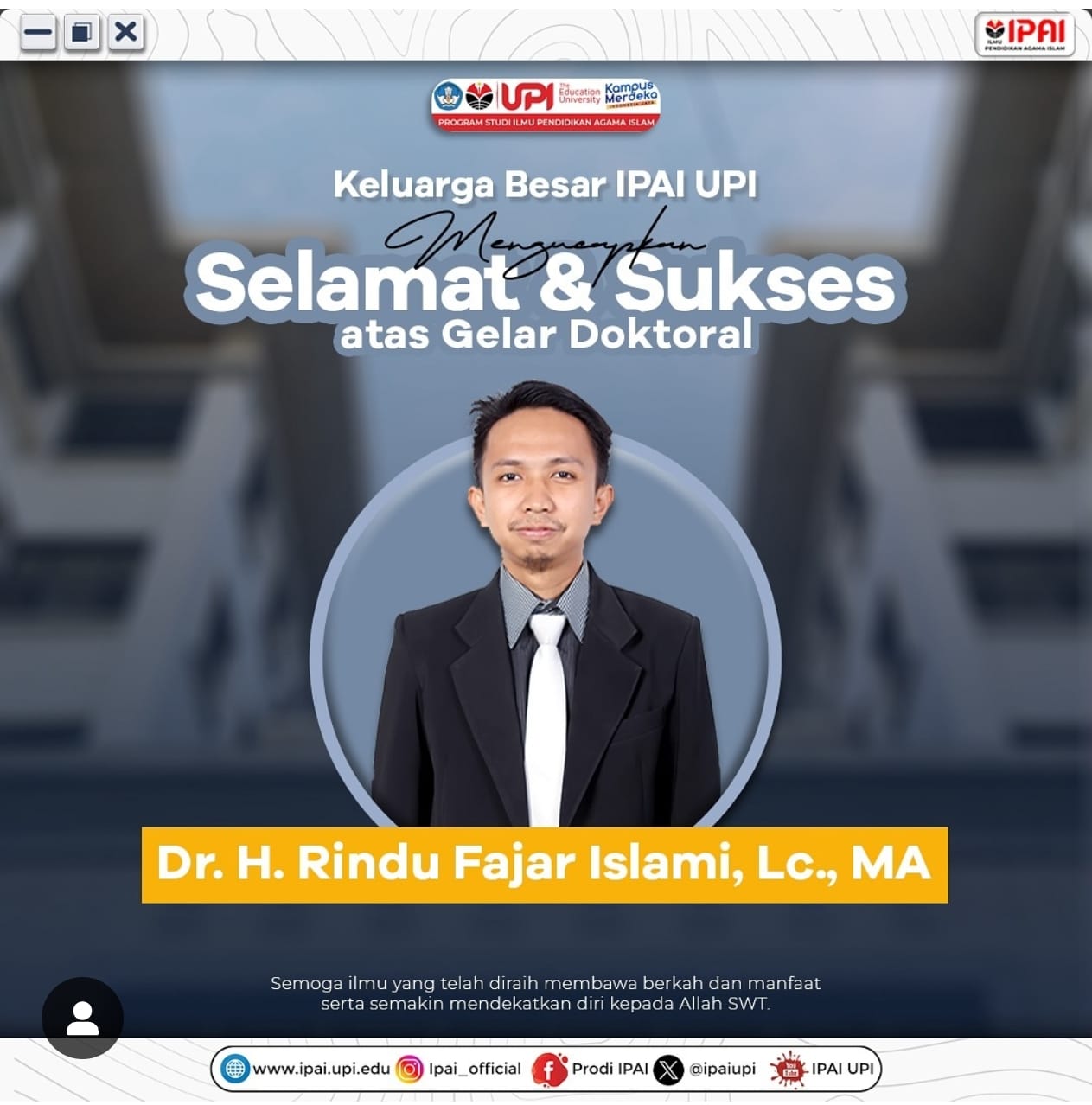 Muhammad Rind U Selamat dan Sukses atas Sidang Promosi Doktor Dr. Muhammad Rindu Fajar ...
